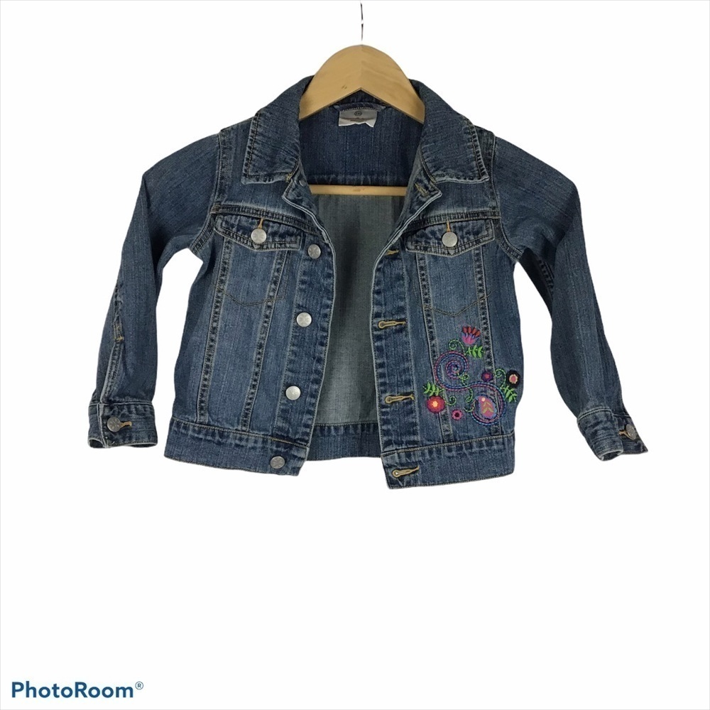 Hanna Andersson Floral Embroidered Jean Jacket Size 5